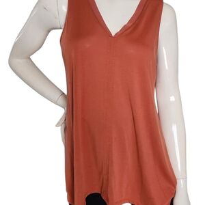 Women's Sleeveless V-Neck Top - Rust